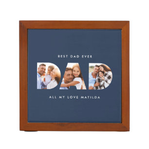 Dad photo modern typography child gift desk organizer
