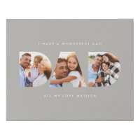 Dad photo modern typography child gift faux canvas