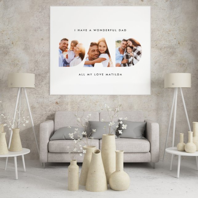 Dad photo modern typography child gift faux canvas print (Creator Uploaded)