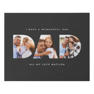 Dad photo modern typography child gift faux canvas print