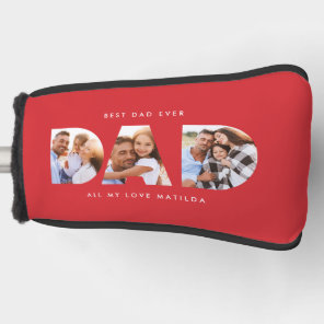 Dad photo modern typography child gift golf head cover
