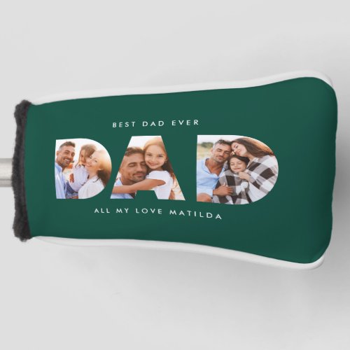 Dad photo modern typography child gift golf head cover