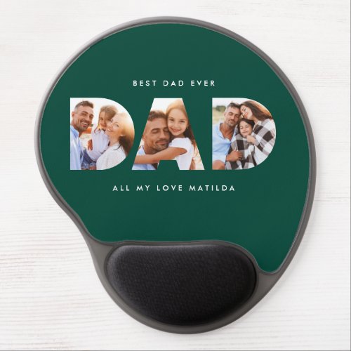 Dad photo modern typography child gift green gel mouse pad