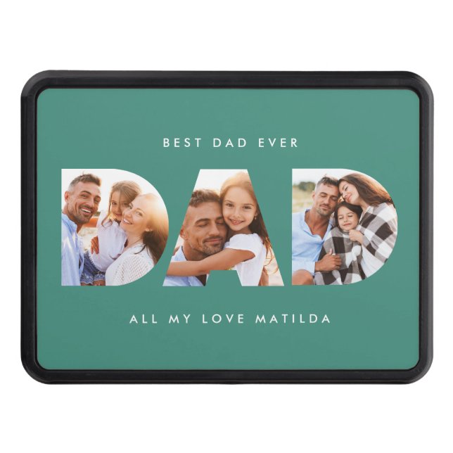 Dad photo modern typography child gift hitch cover (Front)