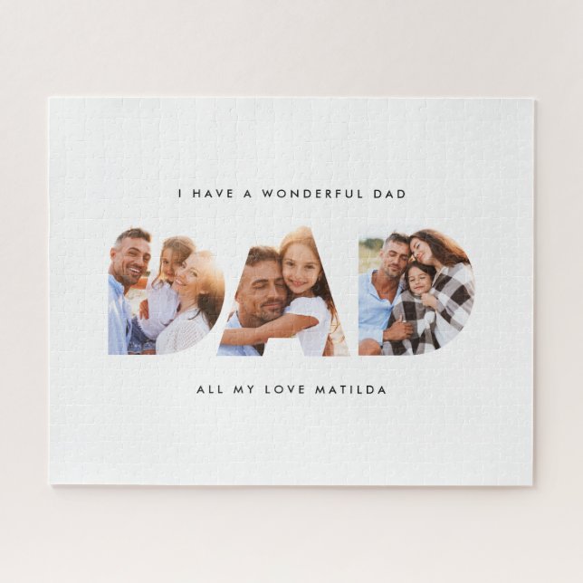 Dad photo modern typography child gift  jigsaw puzzle (Horizontal)