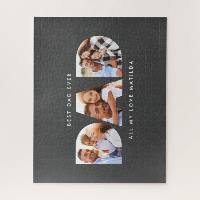 Dad photo modern typography child gift  jigsaw puzzle (Vertical)
