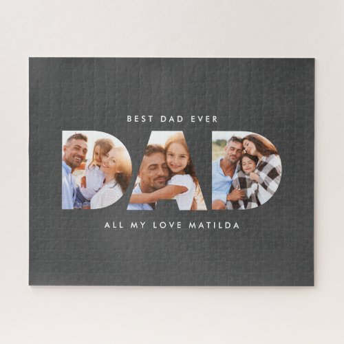 Dad photo modern typography child gift  jigsaw puzzle