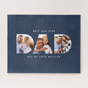 Dad photo modern typography child gift  jigsaw puzzle