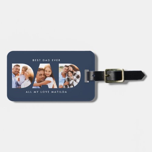 Dad photo modern typography child gift luggage tag