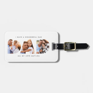 Dad photo modern typography child gift luggage tag