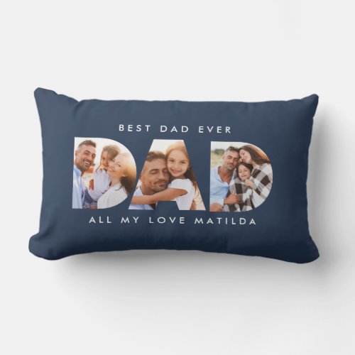 Dad photo modern typography child gift lumbar pillow