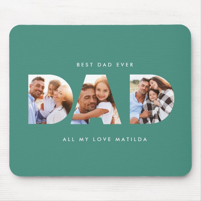 Dad photo modern typography child gift mouse pad (Front)