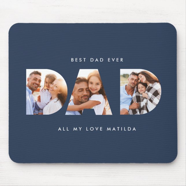 Dad photo modern typography child gift mouse pad (Front)