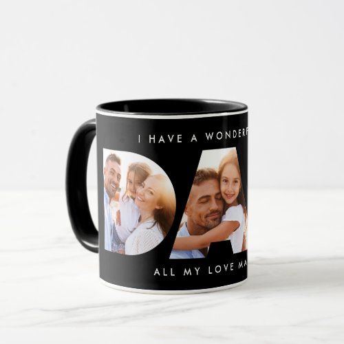 Dad photo modern typography child gift mug