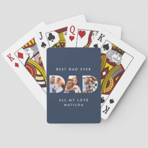 Dad photo modern typography child gift poker cards