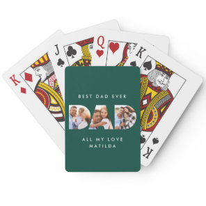 Dad photo modern typography child gift poker cards