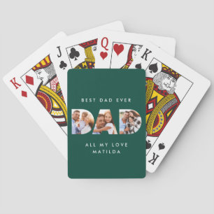 Dad photo modern typography child gift poker cards