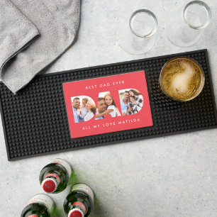 Dad photo modern typography child gift red bar mat