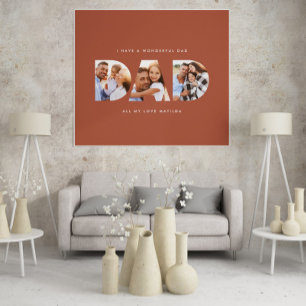 Dad photo modern typography child gift terracotta poster