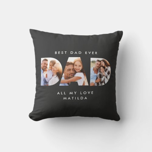 Dad photo modern typography child gift throw pillow