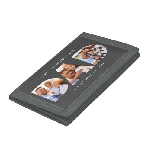 Dad photo modern typography child gift trifold wallet