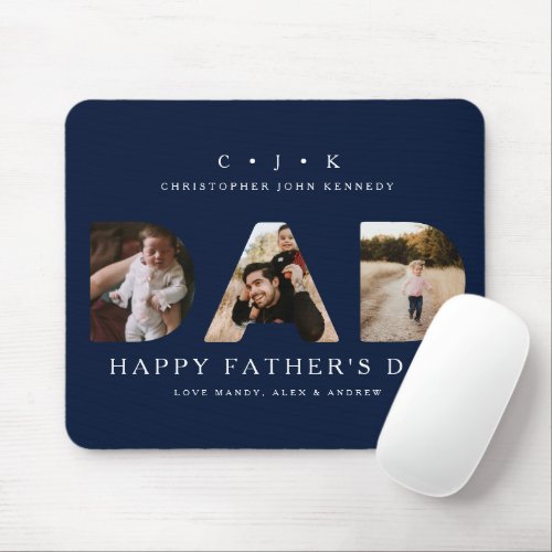 DAD Photo Navy Fathers Day Personalized Monogram  Mouse Pad