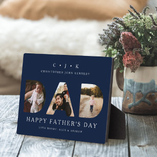 DAD Photo Navy Father's Day Personalized Monogram Plaque