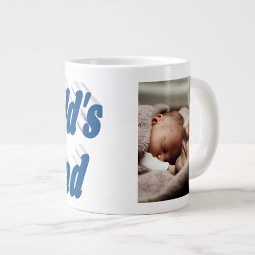 Dad photo sea blue text giant coffee mug