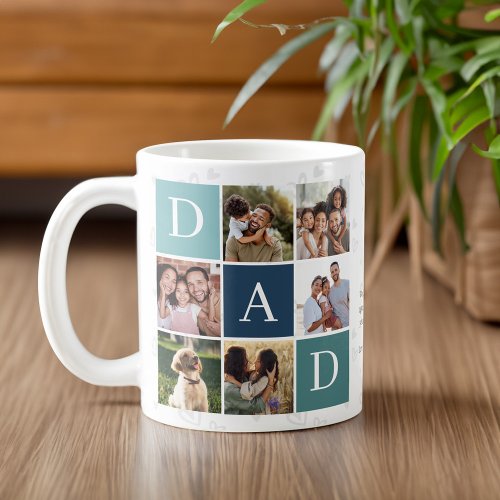 Dad Photo Square Gird Monogram  Personalized Coffee Mug