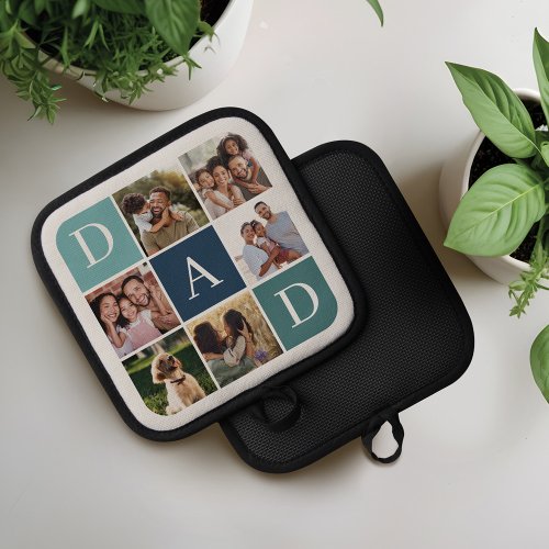 Dad Photo Square Gird Monogram  Personalized Pot Holder