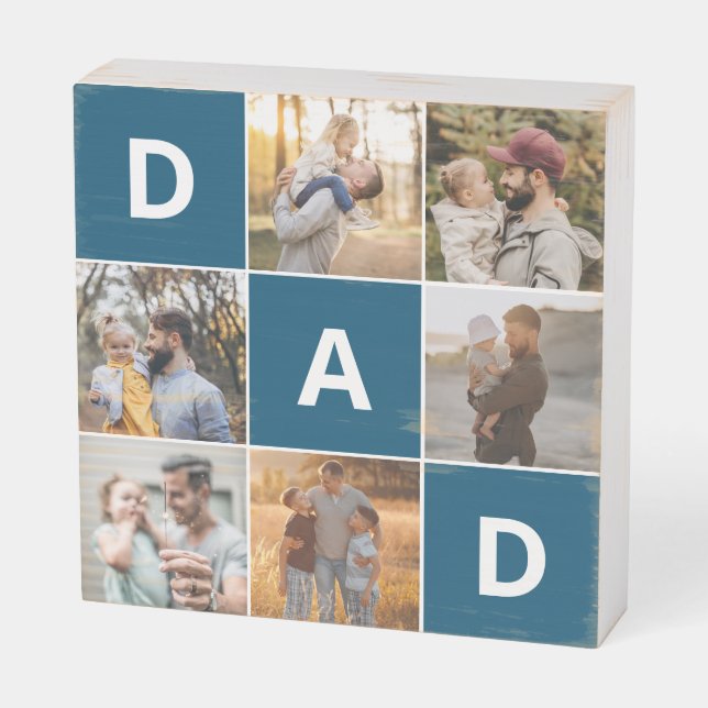 Dad Photo Wood Sign for Father's Day (Angled Horizontal)