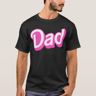 Dad Pink White Overlapping Font T-Shirt