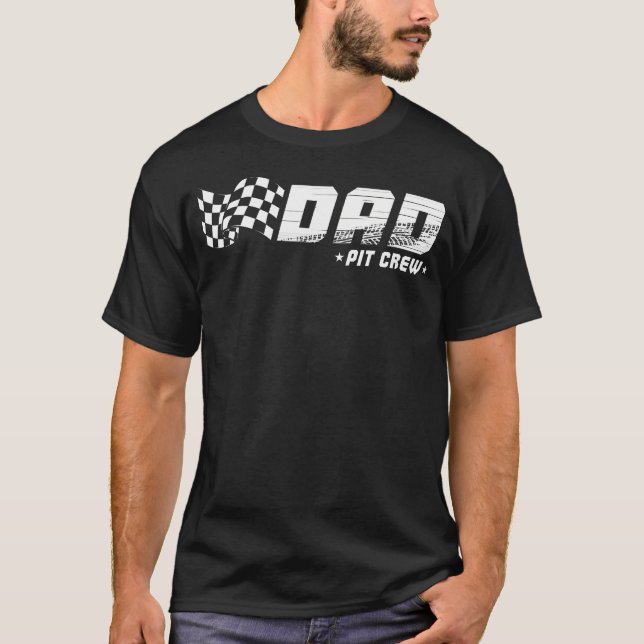 Dad Pit Crew Race Car Birthday Family Racing T-Shirt (Front)