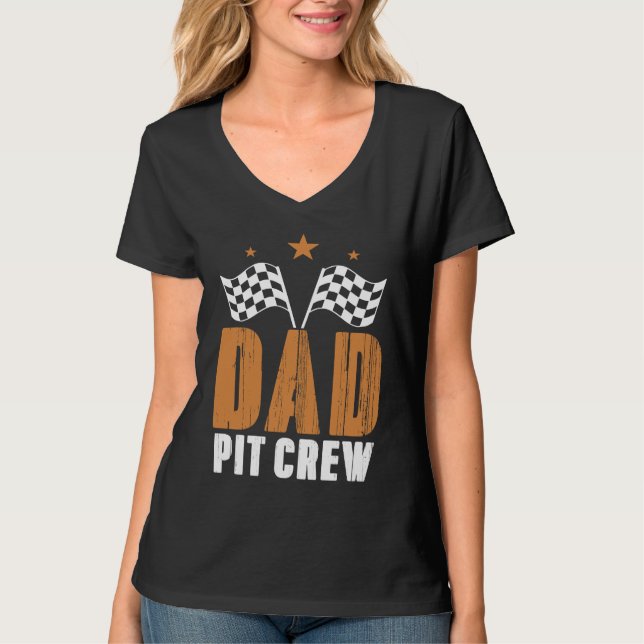 Dad Pit Crew Wheel Tracks Race Brake Luxurious Rac T-Shirt (Front)