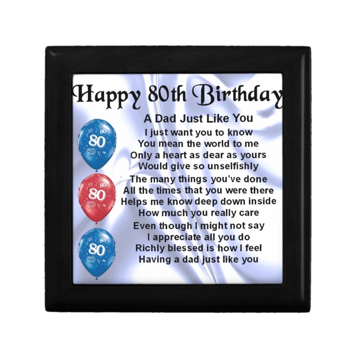 Dad Poem 80th Birthday Gift Box Zazzle