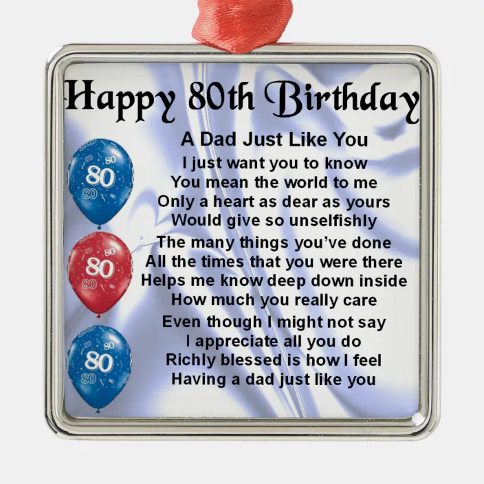 Dad Poem 80th Birthday Metal Ornament Zazzle Com