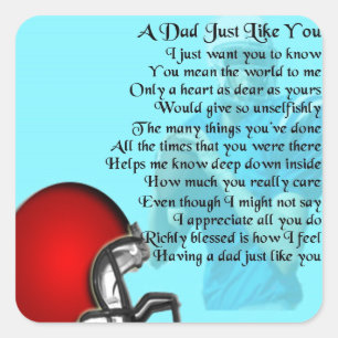 Dad Poem - American Football Design Square Sticker