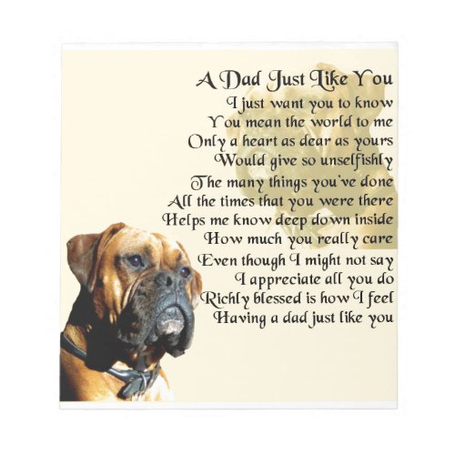 Dad Poem _ Boxer Dog Design Notepad