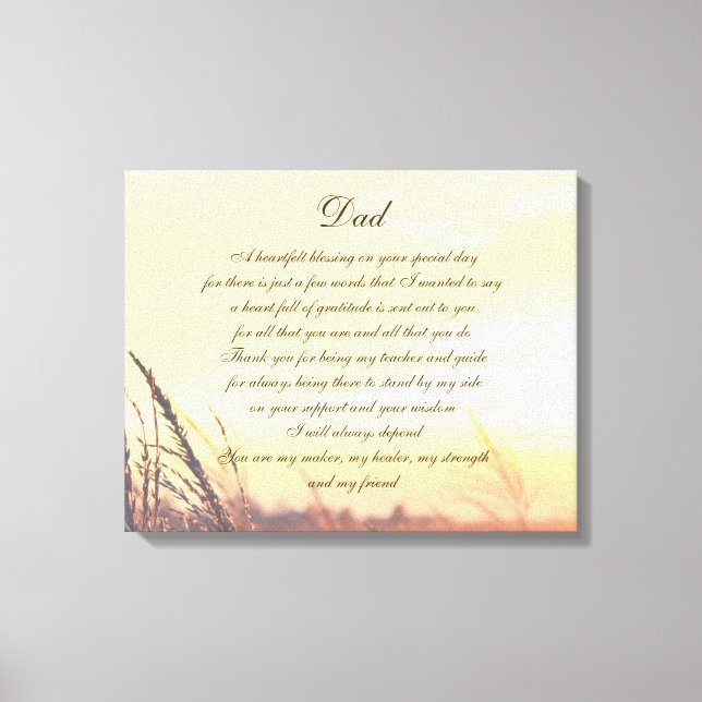 Dad poem canvas print (Front)