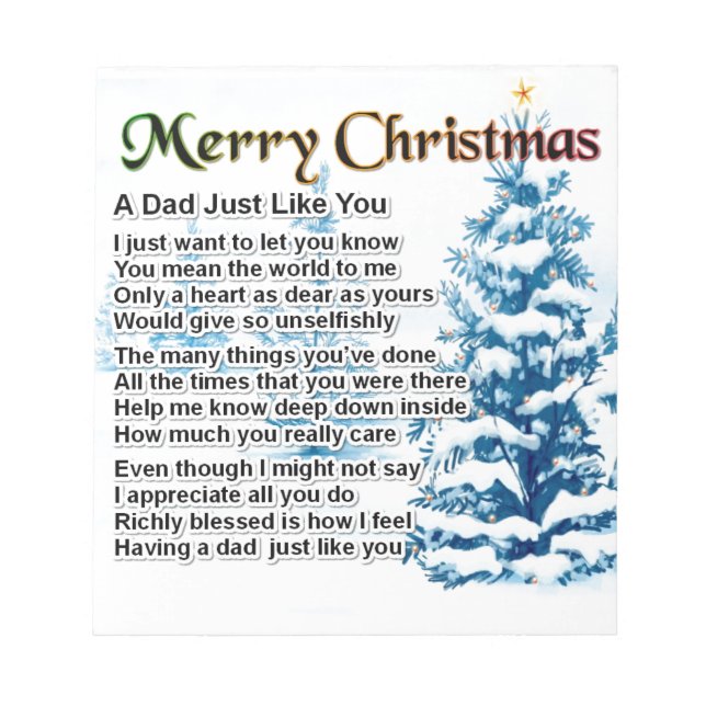Dad Poem  - Christmas Design Notepad (Front)