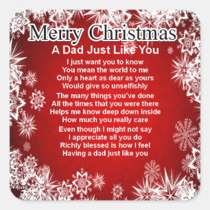 Dad Poem - Christmas Design Square Sticker