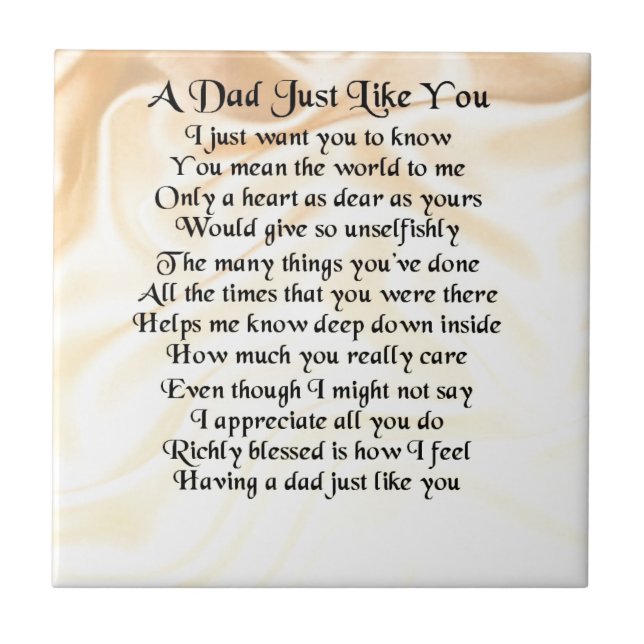 Dad Poem - Cream Silk Design Tile (Front)