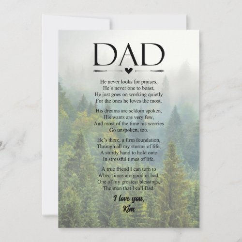 Dad Poem Fathers Day Personalized Holiday Card