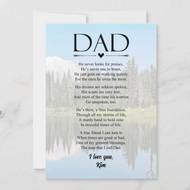 Dad Poem Father's Day Personalized Holiday Card (Front)