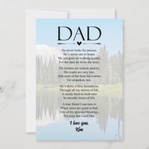 Dad Poem Fathers Day Personalized Holiday Card