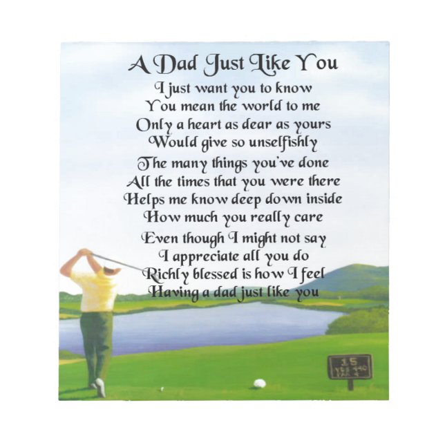 Dad Poem -  Golf Design Notepad (Front)