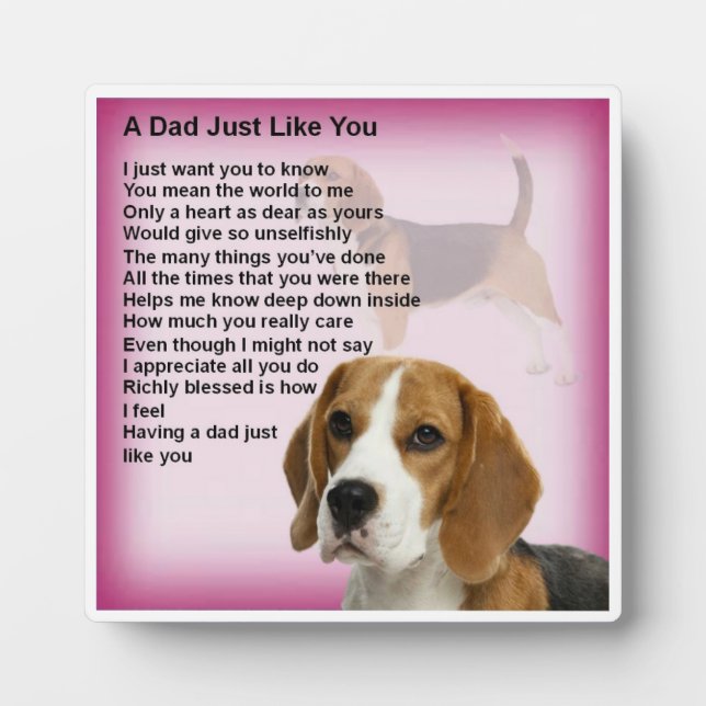 Dad  Poem Plaque  -  Beagle  Design (Front)