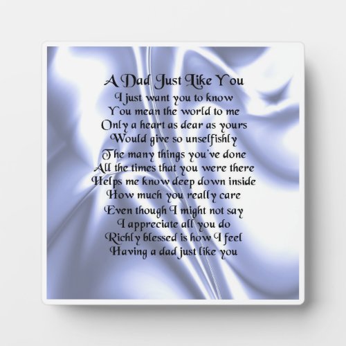 Dad  Poem Plaque  _  Blue Silk  Design
