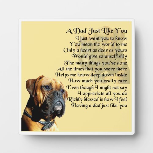 Dad  Poem Plaque  _  Boxer Dog  Design