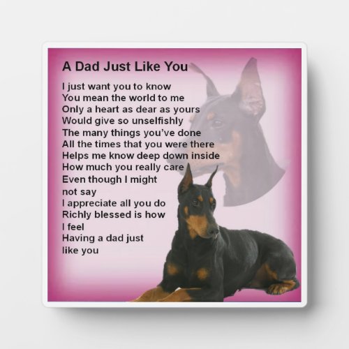 Dad  Poem Plaque  _  Doberman Dog  Design